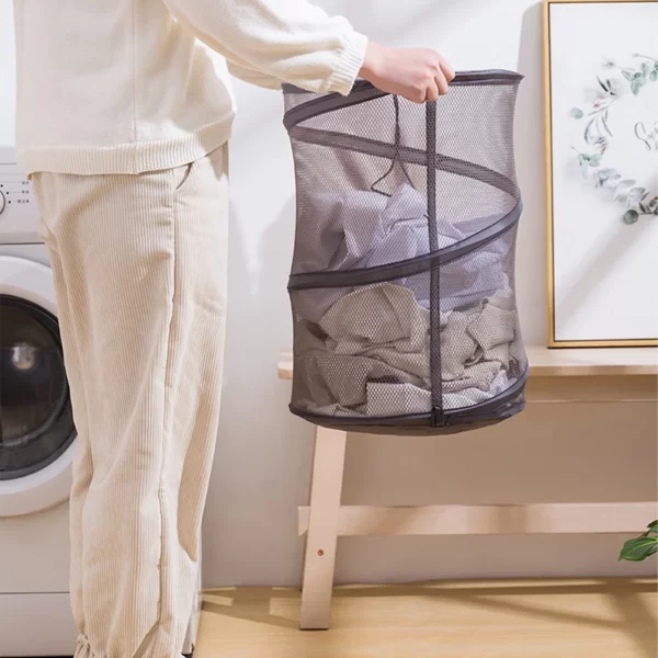 Collapsible Mesh Popup Laundry Hamper, Foldable Dirty Clothes Basket ,Pop-Up Collapsible Mesh Laundry Hamper, Great For Room/College Dorm/Travel - Image 2