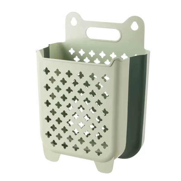 Plastic Collapsible Hanging Laundry Baskets With Carry Handle, Space-Saving Wall Hanging Laundry Basket Durable Tall Folding Plastic Laundry Hamper Waterproof Dirty Clothes Organizer - Image 2