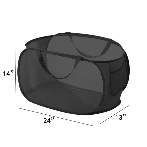 72L High-density Mesh Ployster Horizontal Popup Laundry Hamper,Black - Image 2
