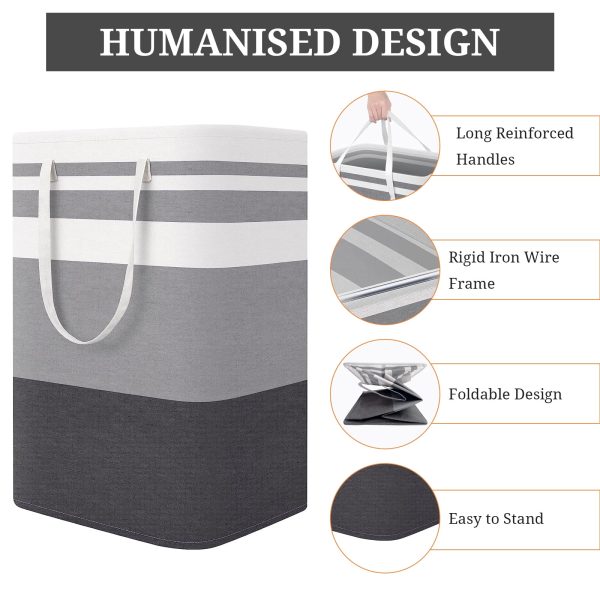 Laundry Basket, 2-Pack 75L Large Collapsible Laundry Hamper Waterproof for Dorm Clothes Toy Storage - Image 2