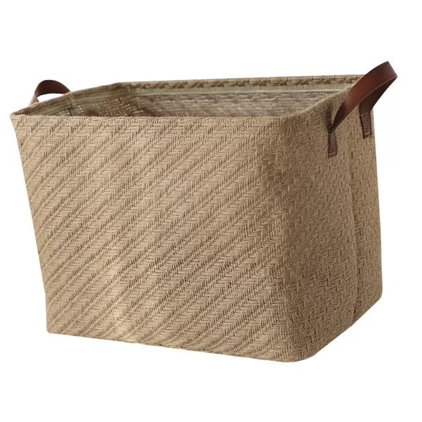 Folding Storage Basket Decorative Laundry Hamper w/ Bedroom Rough Weave