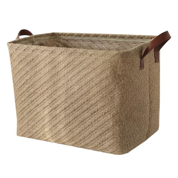 Folding Storage Basket Decorative Laundry Hamper w/ Bedroom Rough Weave - Image 2