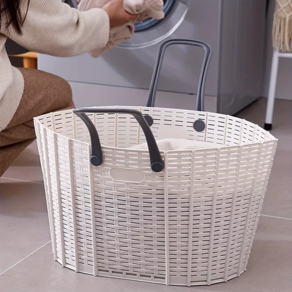Large Collapsible Plastic Laundry Basket with Carry Handle – Space-Saving, Foldable Design for Easy Storage, Ideal for Dorm and Travel Use, Versatile Storage Basket|Foldable Laundr