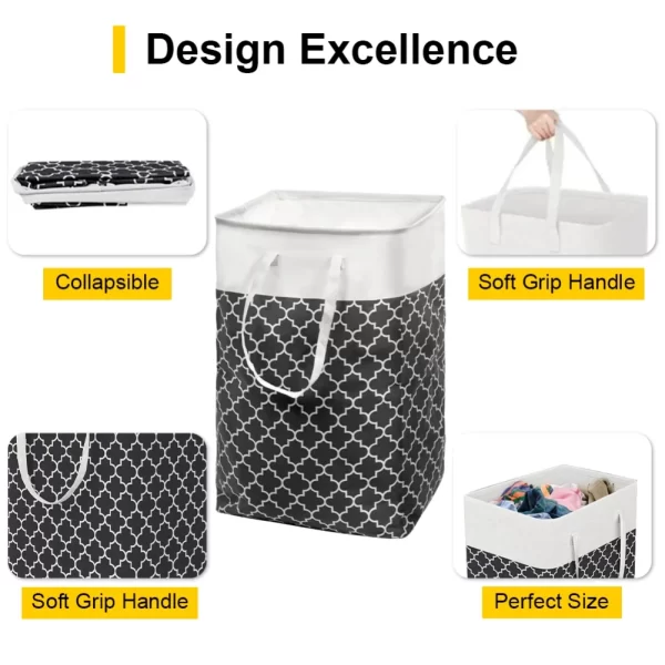 75L Laundry Hamper, Waterproof Collapsible Laundry Baskets with Handles, Clothes Storage Basket in Laundry Room, Square - Image 2
