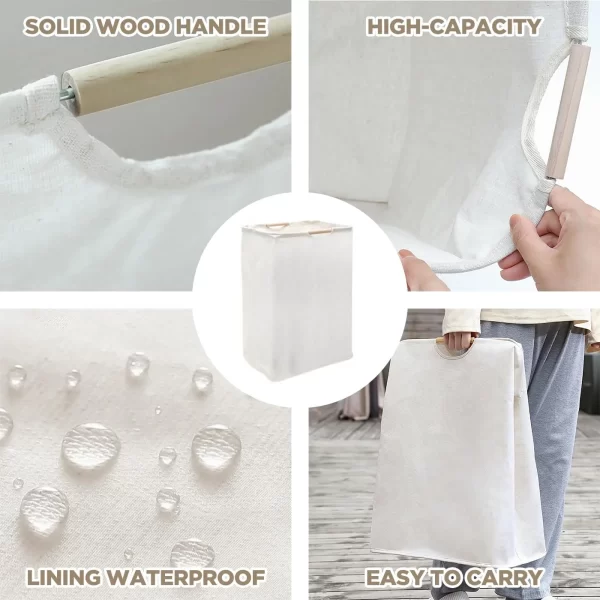 2 Pcs 60L Laundry Basket,Collapsible Laundry Hamper with Handle, Waterproof Storage Organization - Image 2