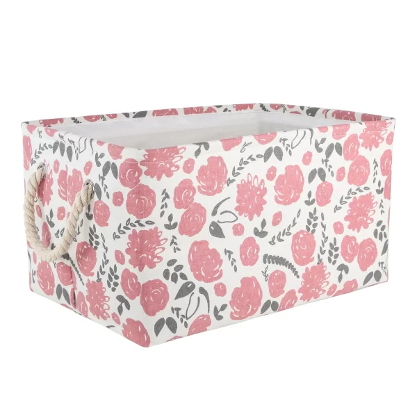 Floral Collapsible Laundry Hamper, Pink Rose