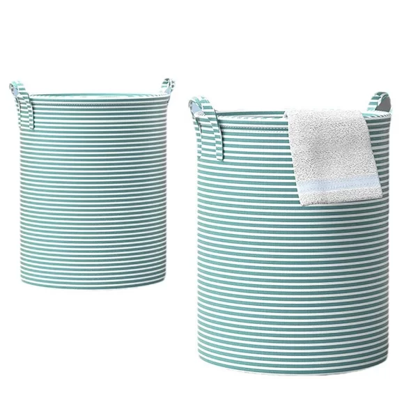 Large Sized Waterproof Fabric Folding Laundry Hamper Bucket Cylindric Burlap Canvas Storage Basket