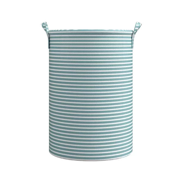Large Sized Waterproof Fabric Folding Laundry Hamper Bucket Cylindric Burlap Canvas Storage Basket - Image 2