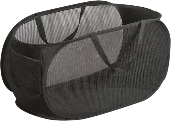 72L High-density Mesh Ployster Horizontal Popup Laundry Hamper,Black