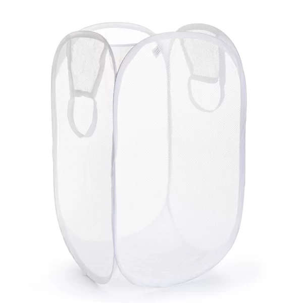 Mesh Pop-up Hamper, Collapsible, Holds 2 Loads, White