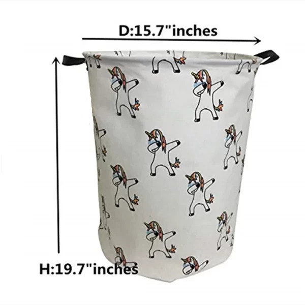 Large Basket - Large Sized Laundry Hamper with Handle, Collapsible & Convenient Home Organizer Containers for s s, Clothing ( Round - Multi-Unicorn ) - Image 2